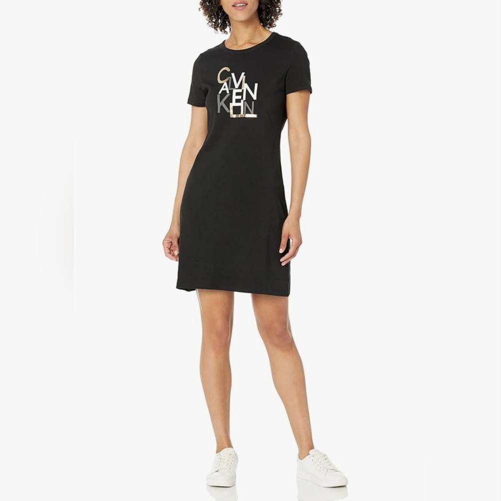 Calvin Klein Logo T-Shirt Dress Women's Sz PM Petite